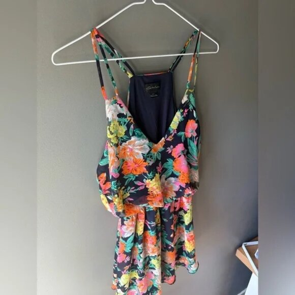 Seductions, size small, halter top, lined mini dress, bright floral pattern - Picture 4 of 5